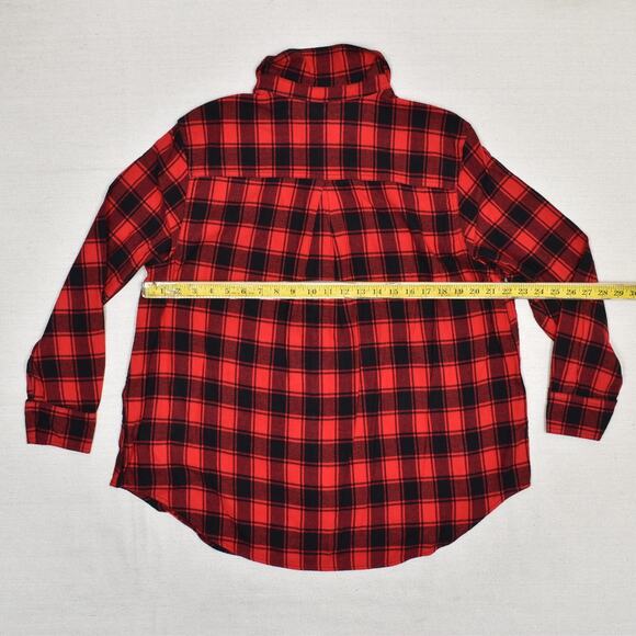 Calvin Klein Women Button Up Red Top Size M Long Sleeve Plaid Cotton Blend - Picture 4 of 8